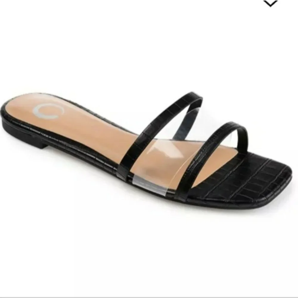 Journee Collection Ramira Slide Sandals Black -7.5 - Picture 1 of 8